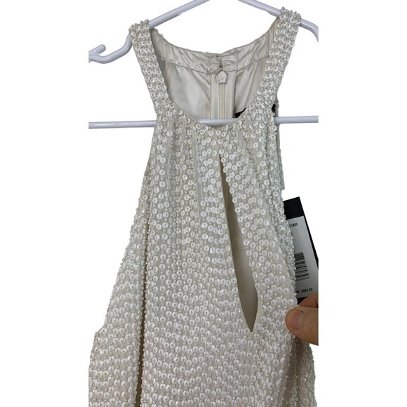 Parker Sequin White Halter Maxi Dress Size 4 $594 Slit Wedding Prom Formal NWT - Picture 16 of 16